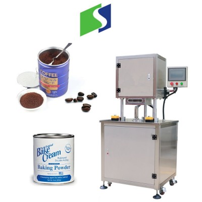 Vacuum Canning Machinery Semi Auto Milk Coffee Powder Can Seaming With Nitrogen Gas Infill Flushing